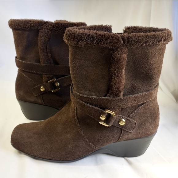 ANNE Klein Brown Suede Ankle Boots Women's Size 7.5 - Picture 4 of 10